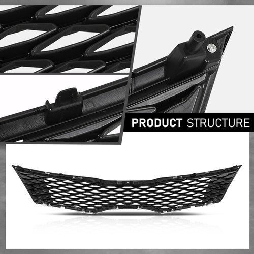 Solid Spare Fit For 2016-2018 Kia Optima SX SXL Front Bumper Upper Grille Black & Chrome