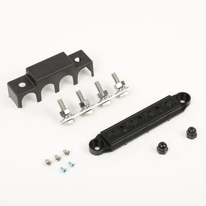 Solid Spare Black 12V 250A 4 Post Busbar Bus Bar Power Distribution Block With Cover 5/16"