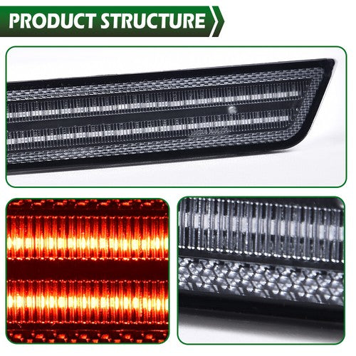 Solid Spare Fit For 2010-2015 Chevy Camaro Smoke Lens Rear LED Side Marker Lights Left+Right