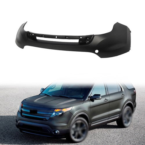 Solid Spare W/o Sensors Holes W/ Tow Hook Hole For Ford Explorer 2011-15 Front Bumper Cover