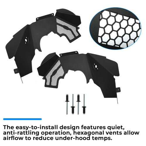 Solid Spare Front Inner Fender Liners Flares Aluminum For 2007-2018 Jeep Wrangler JK JKU