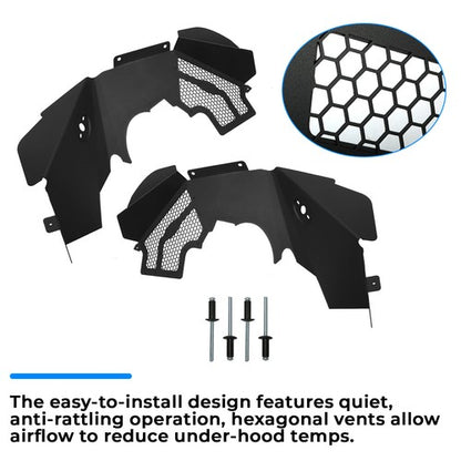 Solid Spare Front Inner Fender Liners Flares Aluminum For 2007-2018 Jeep Wrangler JK JKU