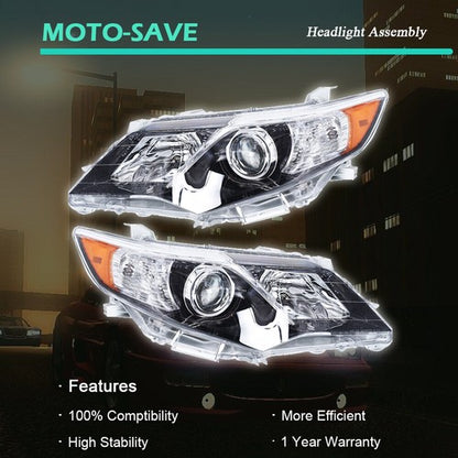 Solid Spare Driver + Passenger Side Headlight Projector Headlamps For Toyota Camry 2012-2014