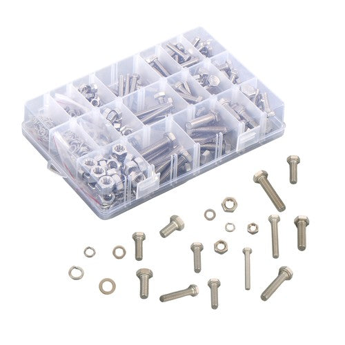 Solid Spare M5 M6 M8 Bolts and Nuts Flat & Lock Washers Combination Kit 408 Pack