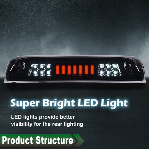Solid Spare Fit For 2014-2018 Silverado Sierra Smoke/Black LED Third Brake Light Cargo Lamp