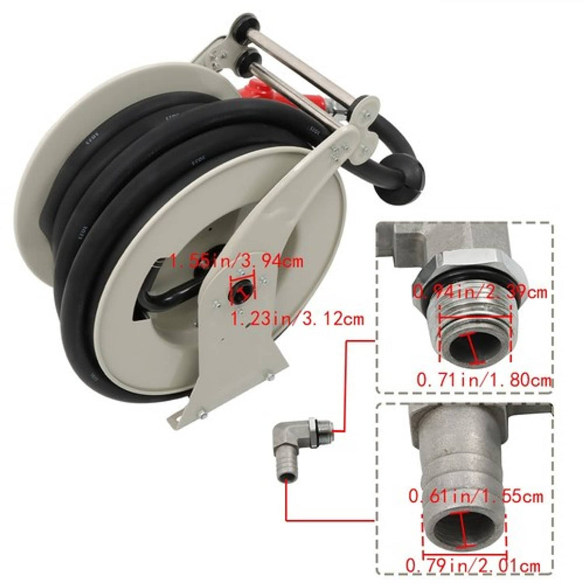 Solid Spare For Tank Truc 1"x 50FT Fuel Hose Reel 300 PSI Fuel Hose Reel with Fueling Nozzle