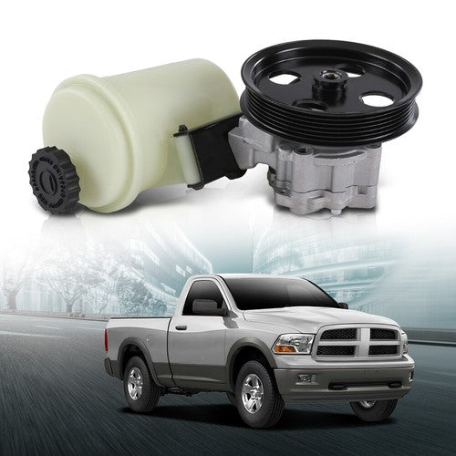 Solid Spare Power Steering Pump w/ Pulley & Reservoir Fit For 2009-2010 Dodge Ram 1500