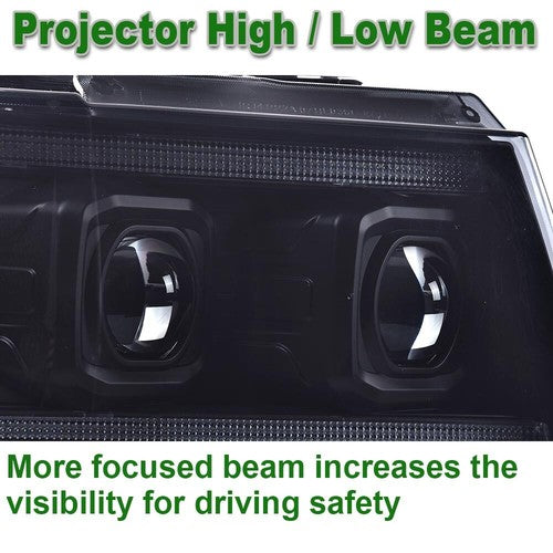 Solid Spare Fit For 07-14 Chevy Avalanche Tahoe Suburban Dual LED Projector Headlights