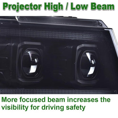 Solid Spare Fit For 07-14 Chevy Avalanche Tahoe Suburban Dual LED Projector Headlights