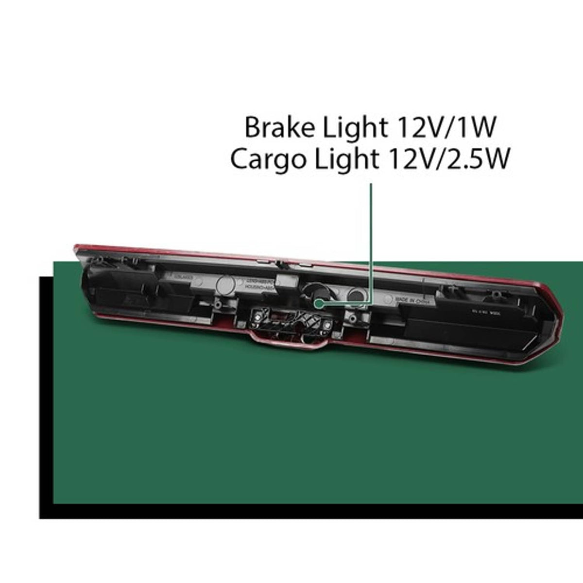 Solid Spare Fit For 2019-2025 Chevy Silverado GMC Sierra Third Brake Light w/ 2 Camera Holes