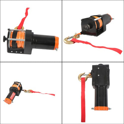 Solid Spare 2500 lbs Electric Winch 50ft Synthetic Rope 12VDC/1.2HP Wireless & Wired Remote