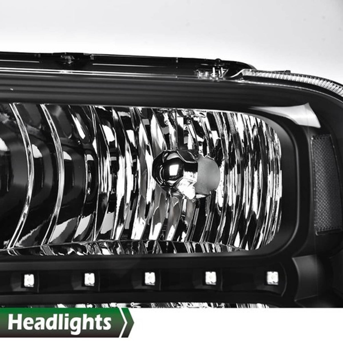 Solid Spare Fit For 05-07 Ford F250 F350 F450 F550 Super Duty Clear/Black LED DRL Headlights