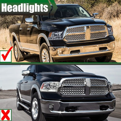 Solid Spare Fit For 2009-2018 Ram 1500 2500 3500 Somke Lens Amber Corner Headlights Assembly