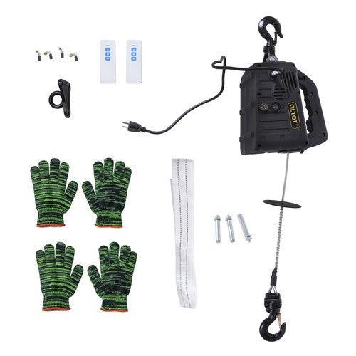 Solid Spare 1500W 2-in-1 Portable Electric Hoist Power Winch 1100lbs Wireless Remote Control