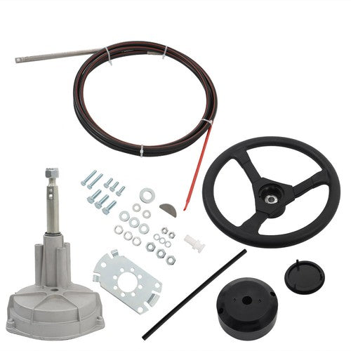 Solid Spare 14 Ft Boat Rotary Steering System Outboard W/ 12.4" Wheel Kit Marine SS13714 NEW