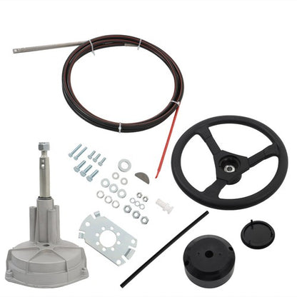 Solid Spare 14 Ft Boat Rotary Steering System Outboard W/ 12.4" Wheel Kit Marine SS13714 NEW