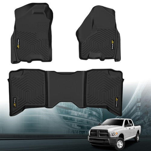 Solid Spare TPE Floor Mats Fit For 2013-2018 Dodge Ram 1500 2500 3500 Crew Cab All Weather