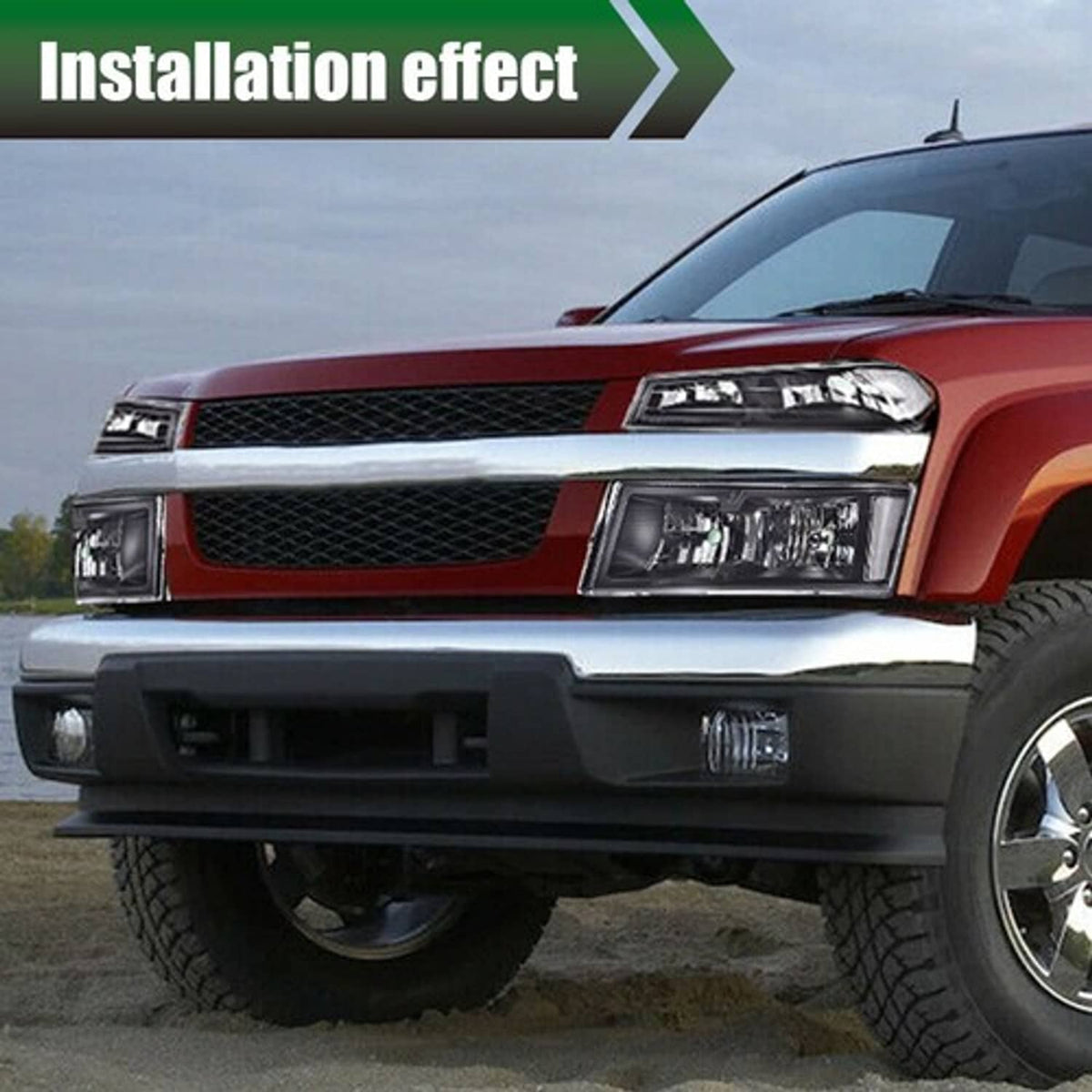 Solid Spare Clear Lens Black Housing Headlights Fit For 2004-2012 Chevy Colorado GMC Canyon