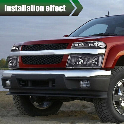 Solid Spare Clear Lens Black Housing Headlights Fit For 2004-2012 Chevy Colorado GMC Canyon