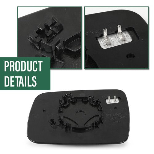 Solid Spare Heated Mirror Glass w/ Back Fit For 10-15 Land Rover LR2 LR4 Passenger Side