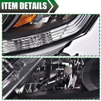 Solid Spare Fit For 2013-2015 Honda Accord Sedan Black Projector Headlight Left Driver Side