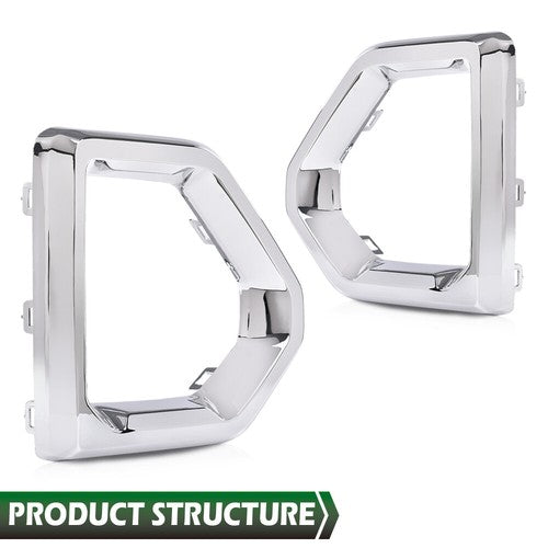Solid Spare Fit For 2019-2021 GMC Sierra 1500 Denali Front Fog Light Outer Bezel Cover Set