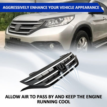 Front Bumper Upper Grille Grill w/Chrome Trim Fit 2012 2013 2014 Honda CRV CR-V