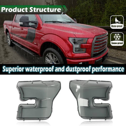 Solid Spare Fit For 2015-2017 Ford F-150 F150 Left+Right Headlight Replacement Lens Smoke