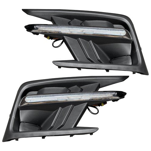 Pair Fog Light Covers W/LED White DRL+Yellow Turn Signal For 19-22 Subaru Ascent