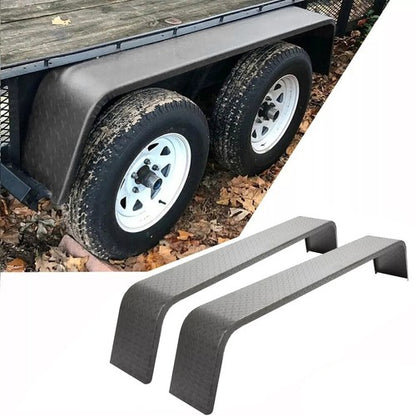 Solid Spare 2 PCS Steel Diamond Tread Plate Tandem Axle Trailer Fenders 10-1/4"x72-7/8"x13"