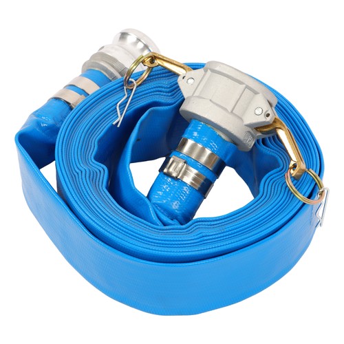 Solid Spare Irrigation Discharge Hose 1-1/2" x 25ft PVC With Aluminum Connectors For Pool