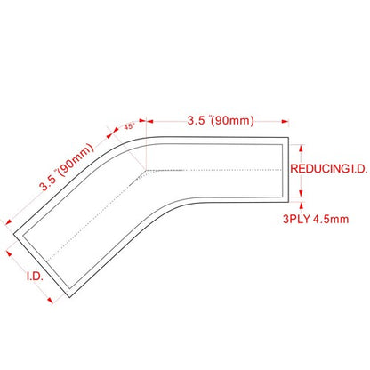 Solid Spare Fit For 2 1/2" To 3 1/8" Silicone 45 Degree Elbow Reducer Pipe Hose Red