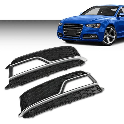 Solid Spare Fit For 2013-2016 Audi S5 A5 S-Line Front Bumper Fog Light Grilles Cover LH & RH