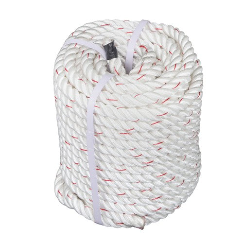 Solid Spare 3/4IN x120FT High Strength Braided Rope Breaking Strength 2038 Pounds White Red