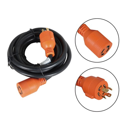 Solid Spare 30Amp 15FT 4 Prong Generator RV Power Extension Cord NEMA 14-30P ~ 14-30R