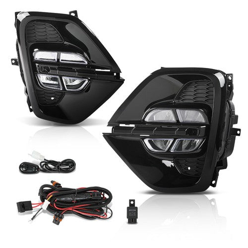 Solid Spare LED DRL Fog Lights Daytime Running Lamps w/ Wiring Fit For 20-21 Kia Sportage