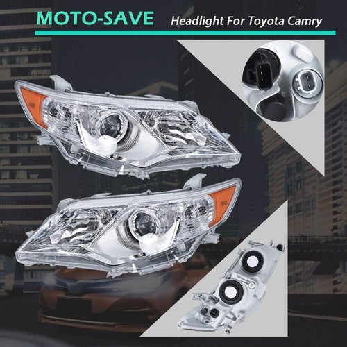 Solid Spare Front Headlights Assembly Fit For Toyota Camry 2012-2014 LH + RH Pair Clear Lens