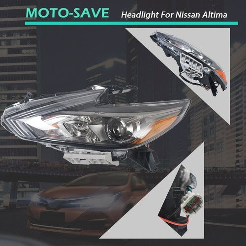 Solid Spare For Nissan Altima 2016-2018 Headlights W/O LED DRL Black Driver Left Side LH