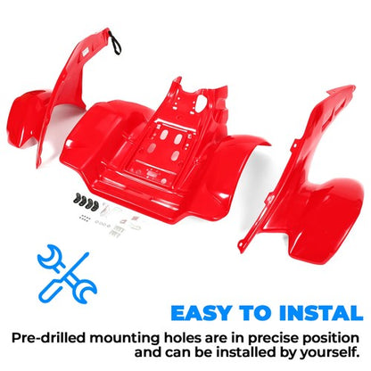 Solid Spare Red Front & Rear Fender Set For Honda TRX 250R TRX250R 1986-1989 Plastics Kit