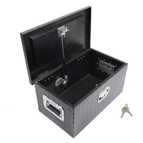 Solid Spare 20"×12"×9.5" Tool Box w/Keys For Pickup Trailer Black Aluminum Diamond Plate