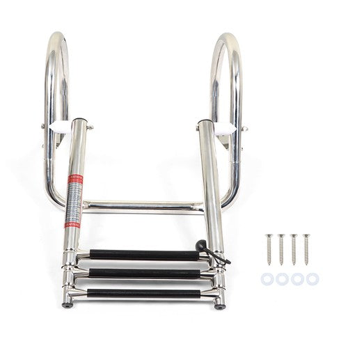 Solid Spare Boat Ladder Stainless Steel 3 Steps Telescoping Ladder Folding Dock Ladder