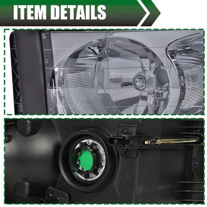 Solid Spare Fit For 02-2005 Dodge Ram 1500 2500 3500 Smoke Lens Chrome Headlights Left+Right