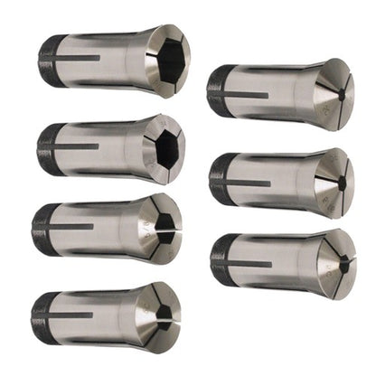 Solid Spare 7PC 5C Hex. Collet Set 1/4", 5/16", 3/8", 1/2", 5/8", 3/4", 7/8" 0.0006TIR