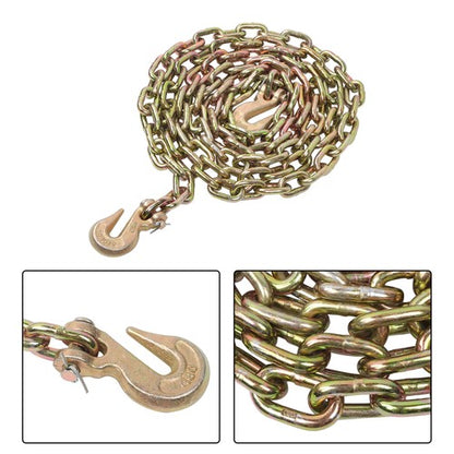 Solid Spare 4900lbs Transportation Bundle Chain Steel Gold G80 5/16in×12ft W/Clevis Hooks