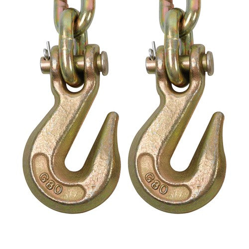 Solid Spare Binder Transport Chain G80 Steel 7100Lbs Tow Chain 3/8In × 20FT With Grab Hooks