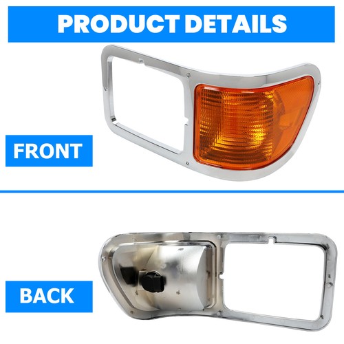 Solid Spare Fit For 00-15 Ford F650 F750 Pair Headlight Bezel Trim Driver Passenger W/Bulbs