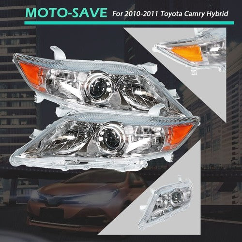 Solid Spare Pair Set For Toyota Camry Hybrid 2010-2011 Headlight Replacement Chrome Housing