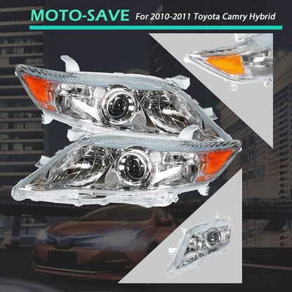 Solid Spare Pair Set For Toyota Camry Hybrid 2010-2011 Headlight Replacement Chrome Housing