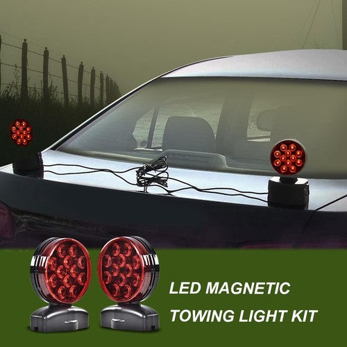 Solid Spare Magnetic Tow Light Trailer Truck Tail Break Turn Stop Towing LED Lights Kit 12v