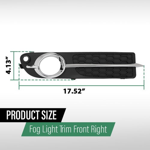 Solid Spare Fog Light Bezel Lamp Cover w/ Chrome Trim Right Side Fit For 2007-2013 Volvo S80